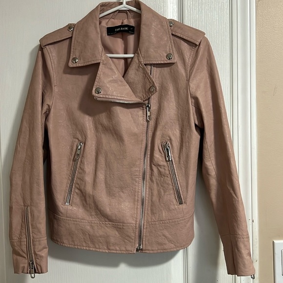 Zara Basic Faux Leather Biker Jacket (S) - Picture 1 of 8